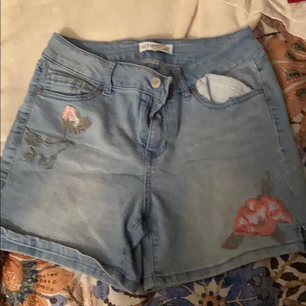 Light blue denim shorts